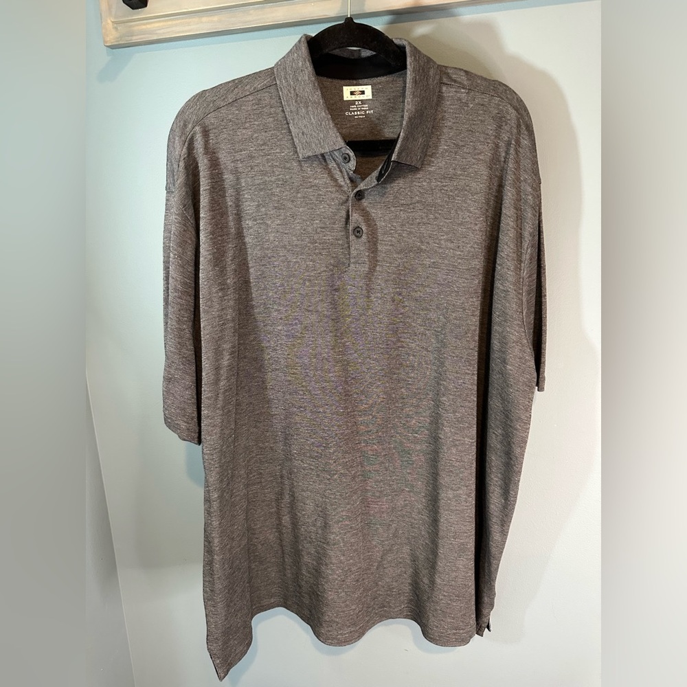 Joseph Abboud Short Sleeve Luxe 100% Cotton Polo in Heathered Gray